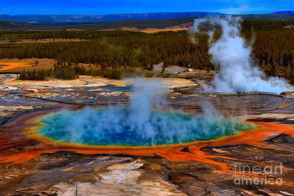 Grand Prismatic Spring Art Print featuring the photograph Steaming Rainbow by Adam Jewell