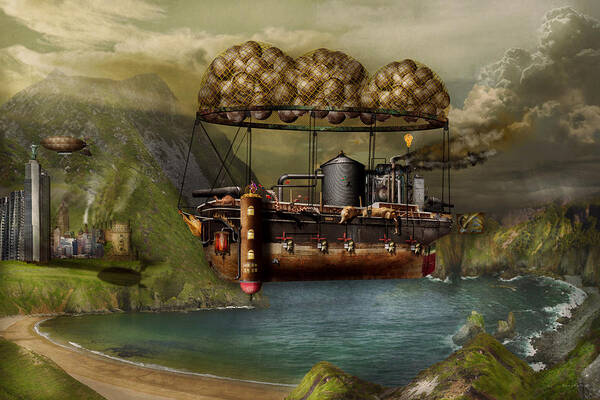 Self Art Print featuring the photograph Steampunk - Airship - The original Noah's Ark by Mike Savad