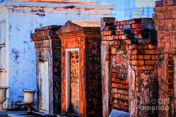 Cemetery Art Print featuring the photograph St.Louis One - Pastel by Kathleen K Parker
