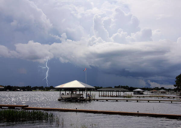 Storm Art Print featuring the photograph Storm Over Clay Lake by Rosalie Scanlon