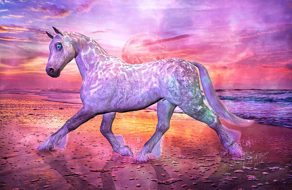 Horse Art Print featuring the mixed media Strolling in Paradise by Betsy Knapp