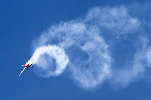 Aviation Art Print featuring the photograph Stunt Plane Corkscrew by Jim Moss