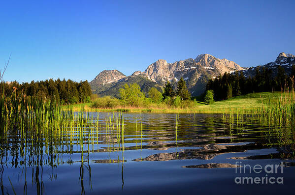 Abtenau Art Print featuring the photograph Summer Lake and Mountains by Sabine Jacobs