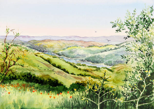Inspiration Art Print featuring the painting Summer Landscape Inspiration Point Orinda California by Irina Sztukowski
