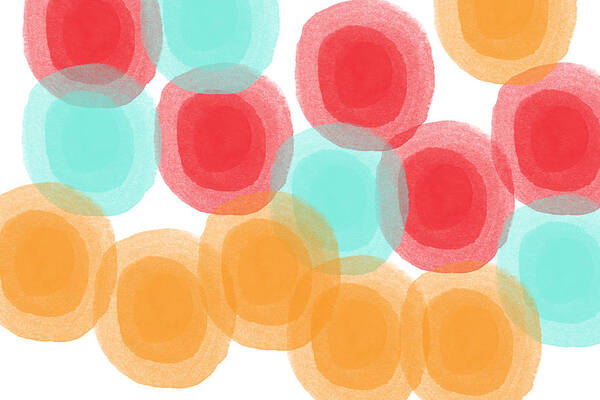 Abstract Circles Art Print featuring the painting Summer Sorbet- abstract painting by Linda Woods