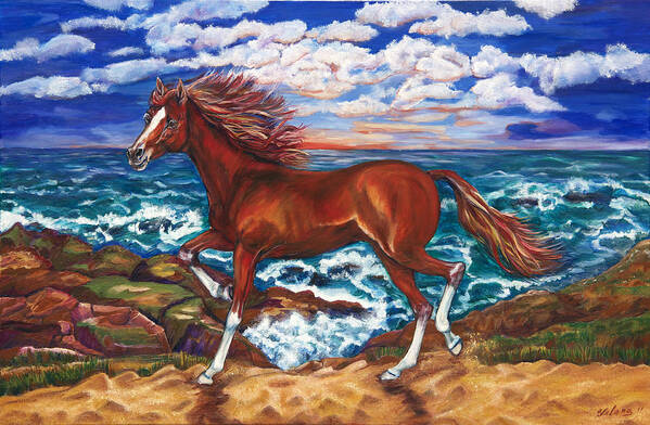 Horses Art Print featuring the painting Sunchaser by Yelena Rubin