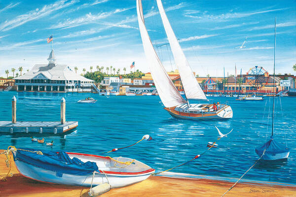 Balboa Art Print featuring the painting Sunday Sail by Steve Simon
