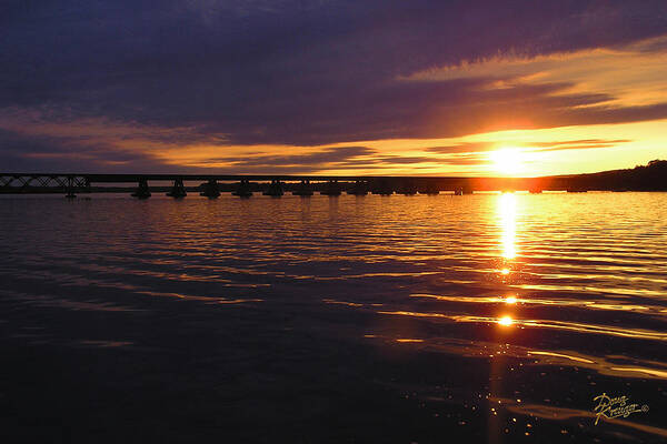 Sundown On Lake Wisconsin By Doug Kreuger Art Print featuring the pyrography Sundown on Lake Wisconsin by Doug Kreuger