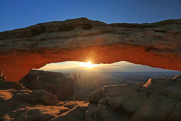 Sunrise Art Print featuring the photograph Sunrise at Mesa Arch by Jaki Miller