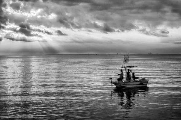 Kemah Art Print featuring the photograph Sunrise Fishermen by James Woody