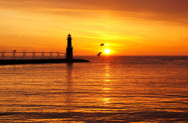 Lighthouse Art Print featuring the photograph Sunrise Frolic by Bill Pevlor