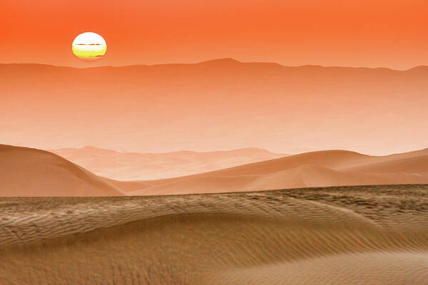 Tranquility Art Print featuring the photograph Sunrise In Taklamakan Desert, Xinjiang by Feng Wei Photography
