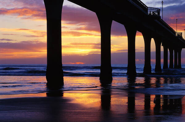 New Zealand Art Print featuring the photograph Sunrise New Brighton Pier NZ by Maggie Mccall