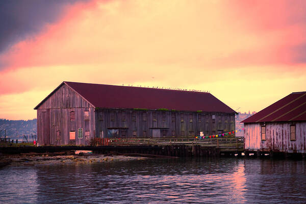 Bellingham Art Print featuring the photograph Sunrise over Abandoned Fish Plant by Judy Wright Lott