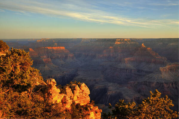 Grand Canyon Art Print featuring the photograph Sunrise over Yaki Point at the Grand Canyon by Alan Vance Ley