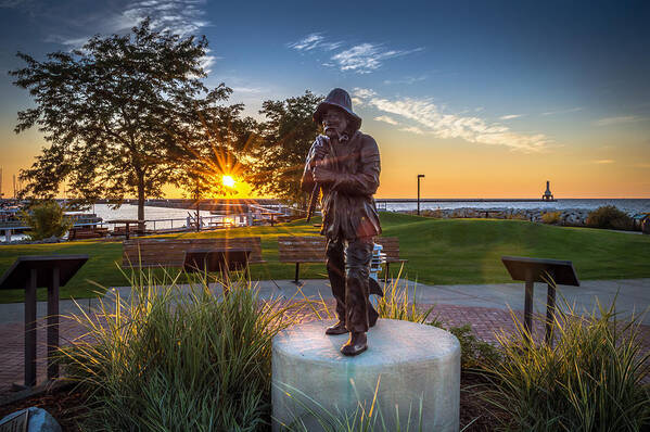 Sunrise Art Print featuring the photograph Sunrise with the Fisherman by James Meyer