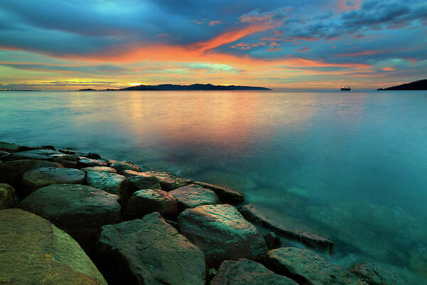 Scenics Art Print featuring the photograph Sunset At Borneo, Sabah, Malaysia by Macbrian Mun