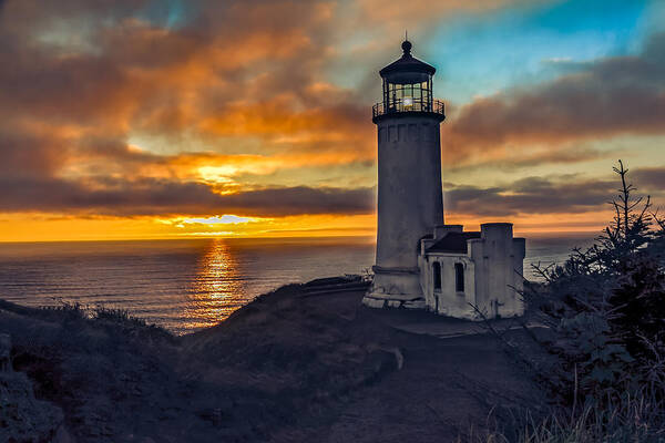 Lighthouse Art Print featuring the photograph Sunset at North Head by Robert Bales