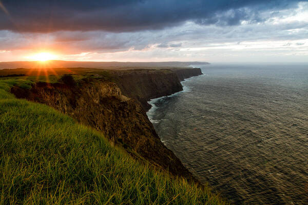 Kalaupapa Art Print featuring the photograph Sunset at the Cliffs by Marzena Grabczynska Lorenc