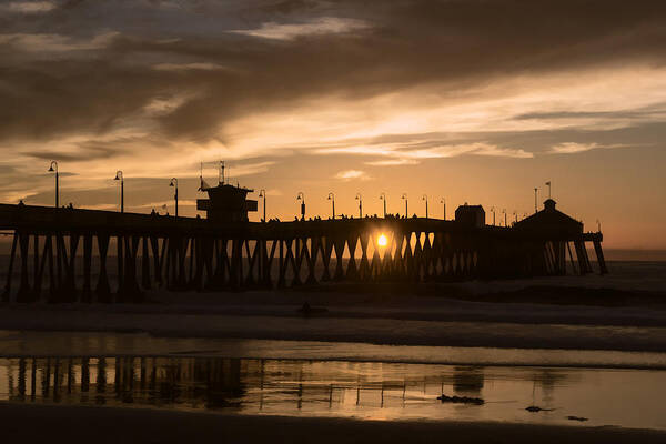 Sunset Art Print featuring the digital art Sunset Beneath The Pier by Photographic Art by Russel Ray Photos