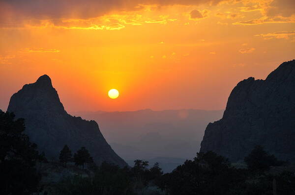 Orange Art Print featuring the photograph Sunset in Big Bend National Park by Frank Madia