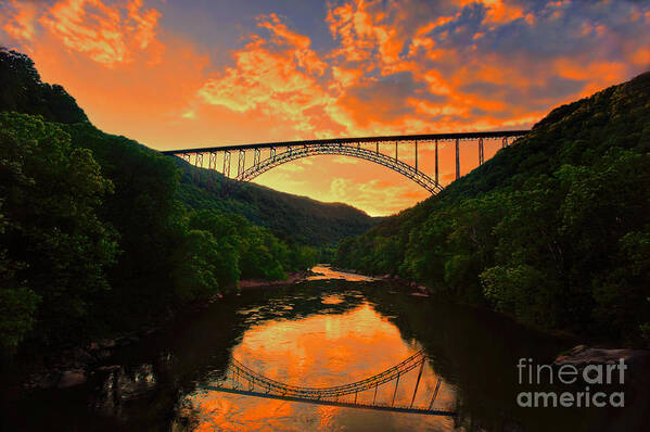 Sunset Art Print featuring the photograph Sunset New River Gorge by Dan Friend