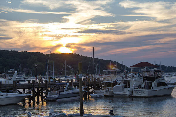 Sunset Northport Dock Art Print featuring the photograph Sunset Northport Dock by Susan Jensen