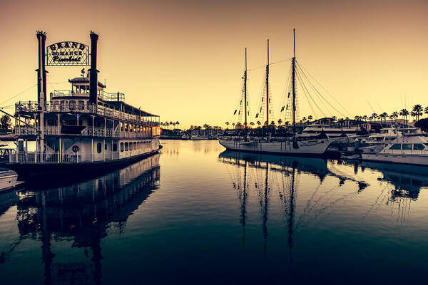 California Landscape Art Print featuring the photograph Sunset on the pier by Sviatlana Kandybovich