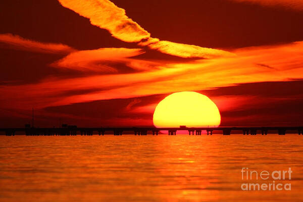 Sunset Art Print featuring the photograph Sunset over Causeway by Luana K Perez