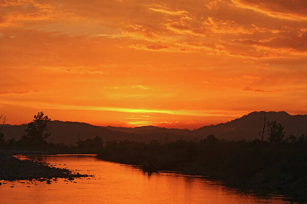 Asia Art Print featuring the photograph Sunset Over Ramganga River,corbett by Jagdeep Rajput