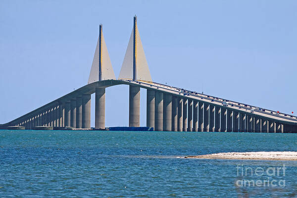 Tampa Art Print featuring the photograph Sunshine Skyway Bridge by Delmas Lehman
