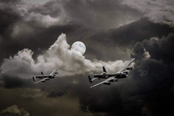 Two Lancasters Art Print featuring the photograph Supermoon Lancasters by Gary Eason