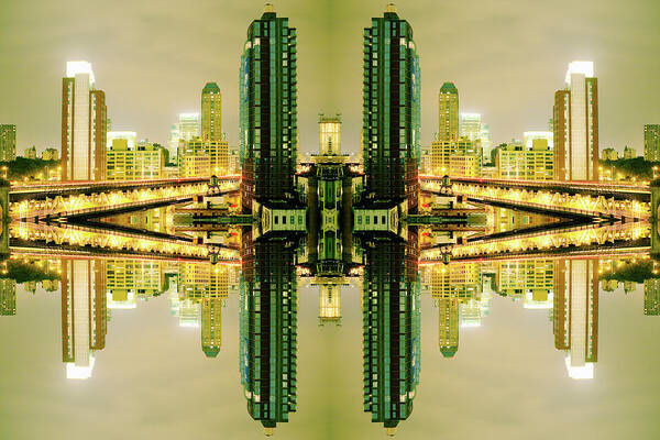 Miracle Art Print featuring the photograph Surreal View Of Brooklyn Skyscrapers At by Silvia Otte