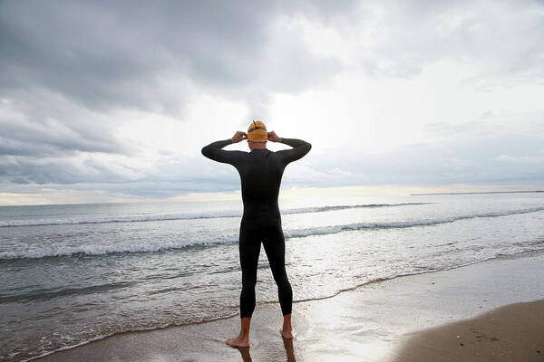 Hands Behind Head Art Print featuring the photograph Swimmer On The Beach by (c) Jaime Monfort