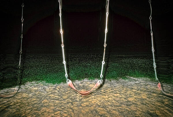 Swings Art Print featuring the photograph Swings in The Night by Kellice Swaggerty