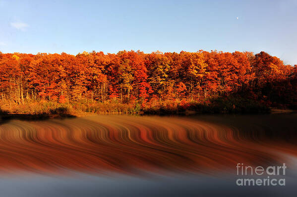 Fall Art Print featuring the photograph Swirling reflections with fall colors by Dan Friend