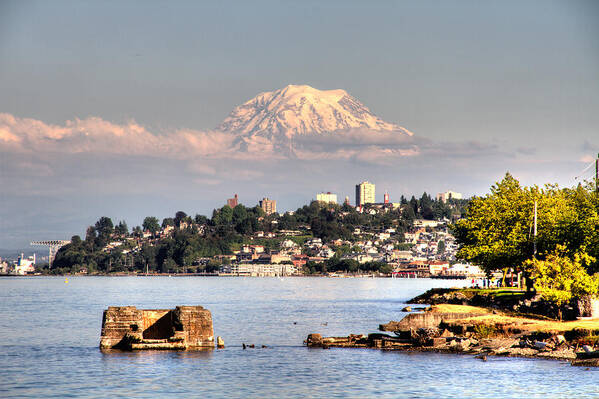 Mt Art Print featuring the photograph Tacoma City Skyline by Rob Green