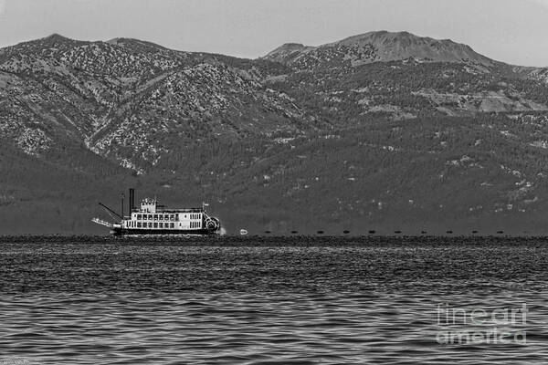 Tahoe Queen Black And White Art Print featuring the photograph Tahoe Queen Black and White by Mitch Shindelbower