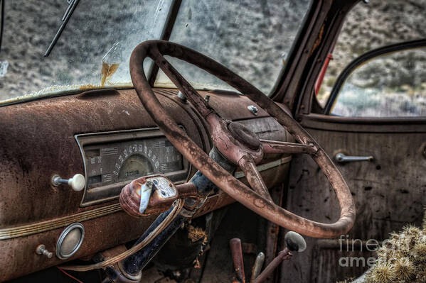 Steering Art Print featuring the photograph Take The Wheel by Eddie Yerkish