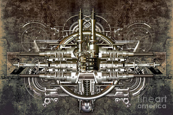 Design Art Print featuring the mixed media Technically electronic background by Diuno Ashlee