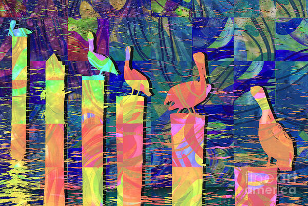 Pelican Art Print featuring the digital art Tee Many Martoonies by Ginny Schmidt