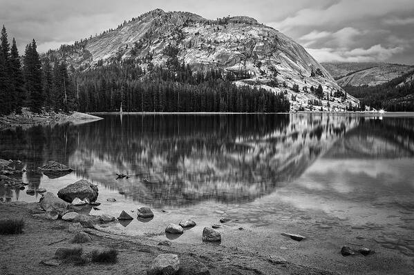 Landscape Art Print featuring the photograph Tenaya Lake in Yosemite in BW by Joseph Urbaszewski