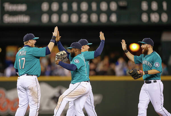 People Art Print featuring the photograph Texas Rangers V Seattle Mariners by Otto Greule Jr