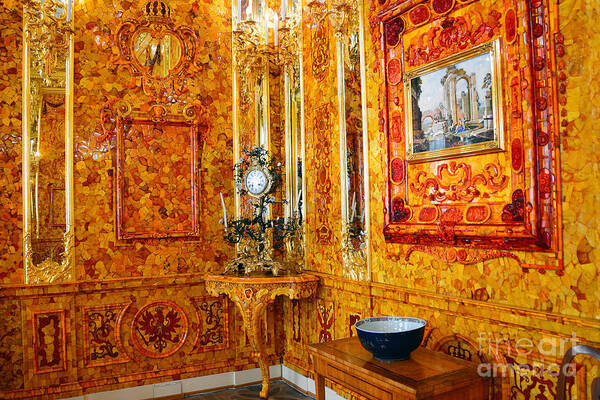 The Amber Room Art Print featuring the photograph The Amber Room at Catherine Palace by Catherine Sherman