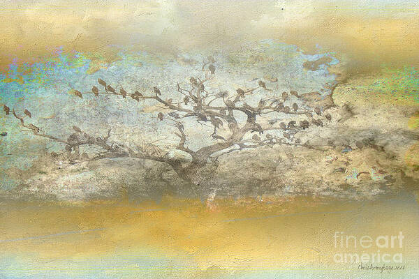 Landscape Art Print featuring the painting The Birdy Tree by Chris Armytage