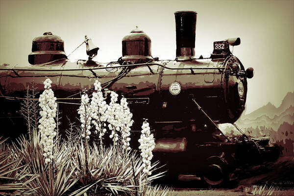 Old Train Art Print featuring the photograph The Black Steam Engine by Bonnie Willis