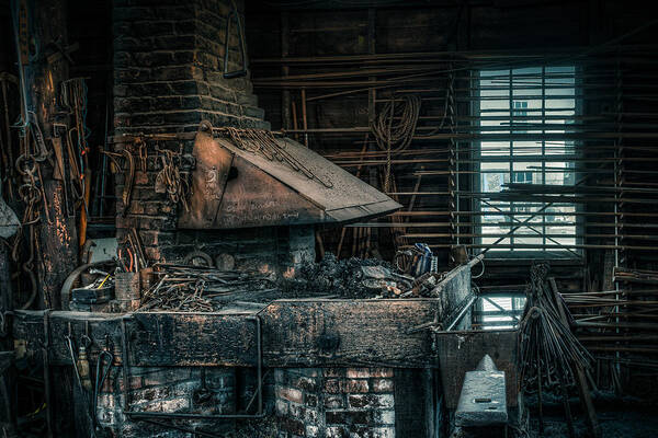 Blacksmith Art Print featuring the photograph The blacksmith's forge - Industrial by Gary Heller