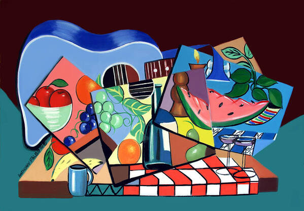 The Blue Guitar Art Print featuring the painting The Blue Guitar by Anthony Falbo