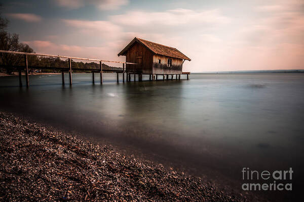 Ammersee Art Print featuring the photograph The boats house by Hannes Cmarits