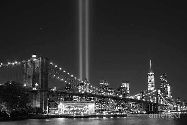 Lovers Embrace Art Print featuring the photograph The Brooklyn Bridge BnW by Michael Ver Sprill